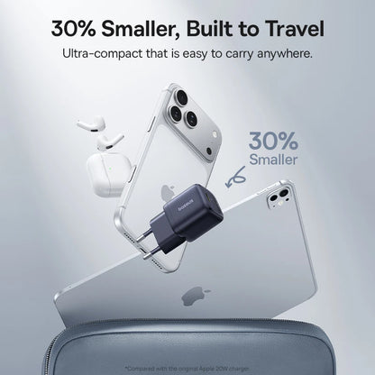 Baseus 30W GaN Charger PD Charger For iPhone 17 16 15 14 13 12 Max Fast Charger PD3.0 QC3.0 Phone Charger Type C Tablets Charger