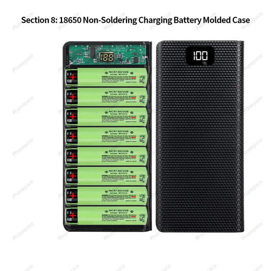 8 Slots 18650 DIY Power Bank Case Dual USB Type C PD QC3.0 Fast Charging Battery Storage Holder Box For Smartphone