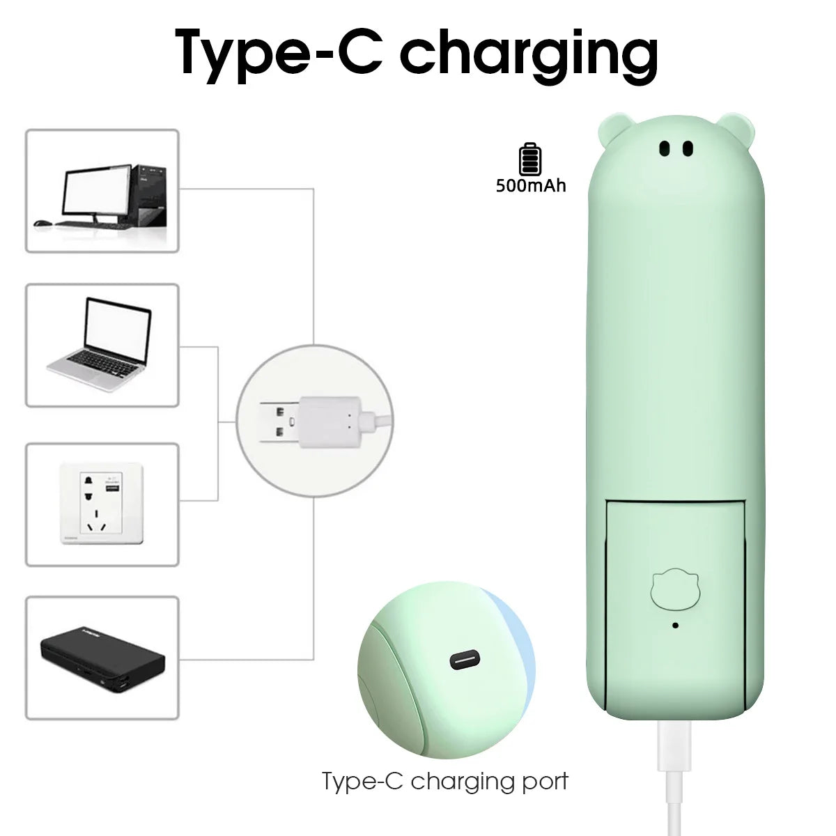 Portable Handheld Fan Cute Mini Fan 500mAh Battery 2speed Adjustable Low-Noise Electric Fan Student Gift Outdoor Fan Folding Fan