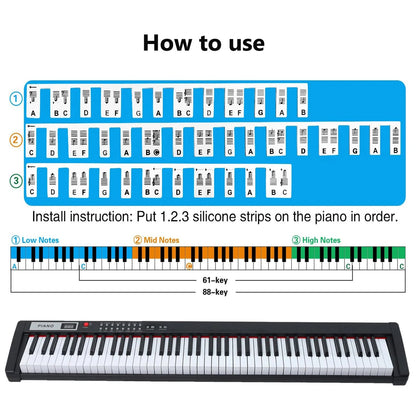 Miwayer 61/88 Keys Piano Keyboard Stickers, Removable Piano Keyboard Note Labels for Learning Piano Notes Guide for Beginner