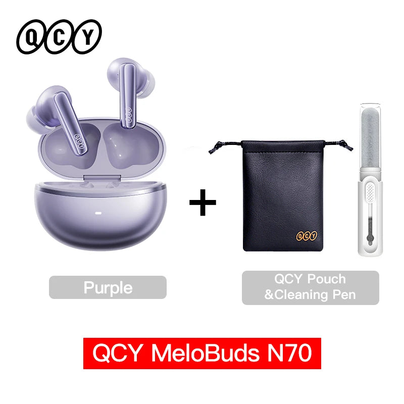 QCY MeloBuds N70 Adaptive ANC Wireless Earbuds Bluetooth 6.0 LDAC Hi-Res Audio 6 Mics Wireless Charging Earphones 50Hrs IPX5