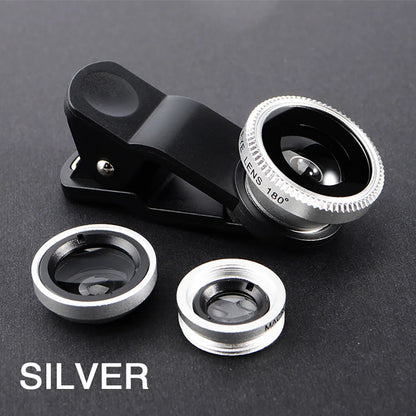 Universal 3 in 1 Fish Eye Lens Wide Angle Micro Phone Fisheye Lens Zoom Camera Kits With Phone Clips For iPhone Samsung Xiaomi