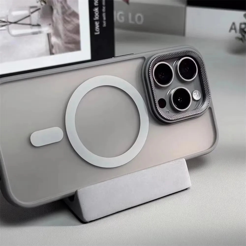 Luxury Spiricle Camera Protection Case for iPhone 15 16 Pro Max 16 Magsafe Cases for iPhone 14 12 11 13 17 Pro Max Matte Cover