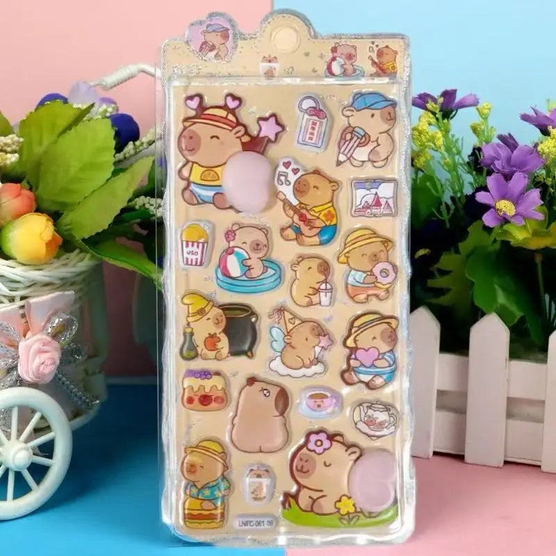 1 Sheet 3D Cute Animal Butt Stickers, Stress Relief Puffy Squishy Sticker for DIY Scrapbook Guitar Phone Case Laptop Decal