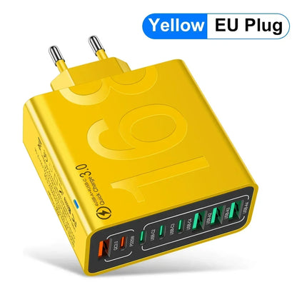 Total 150W 8 Ports USB C Charger Fast Charging PD  Mobile Phone Quick Charger 3.0 Wall Adapter For iPhone Samsung Xiaomi Huawei