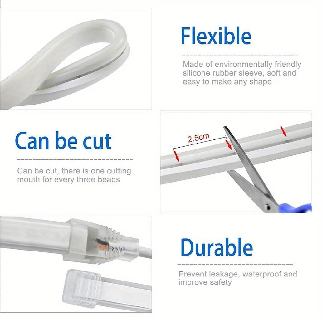 USB 5V Neon LED Strip Light Waterproof Flexible Tape with Hand Sweep Sensor Dimmer Switch for Home Room Decoration Lighting