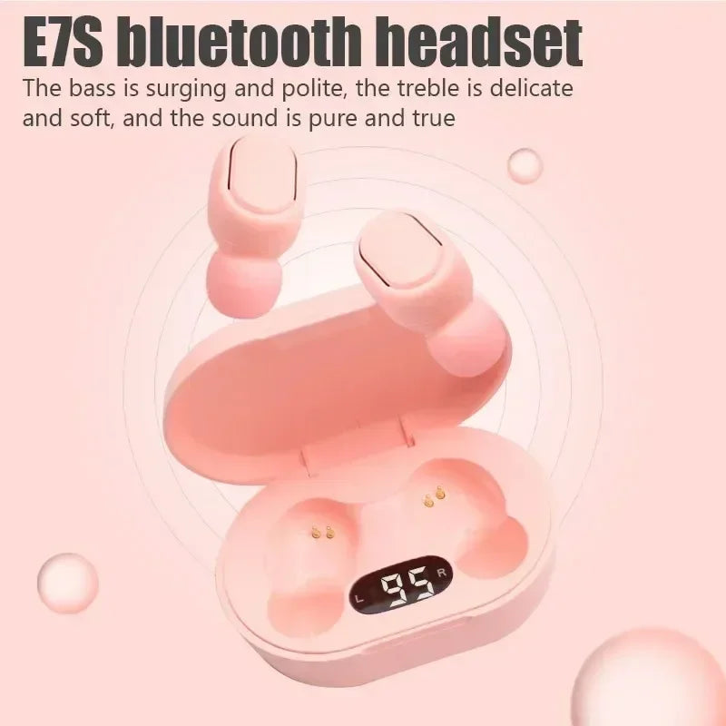 E7S TWS Wireless Headphone Bluetooth Earphone Control Sport Headset Waterproof Mic Music Earphones Work for Smartphone