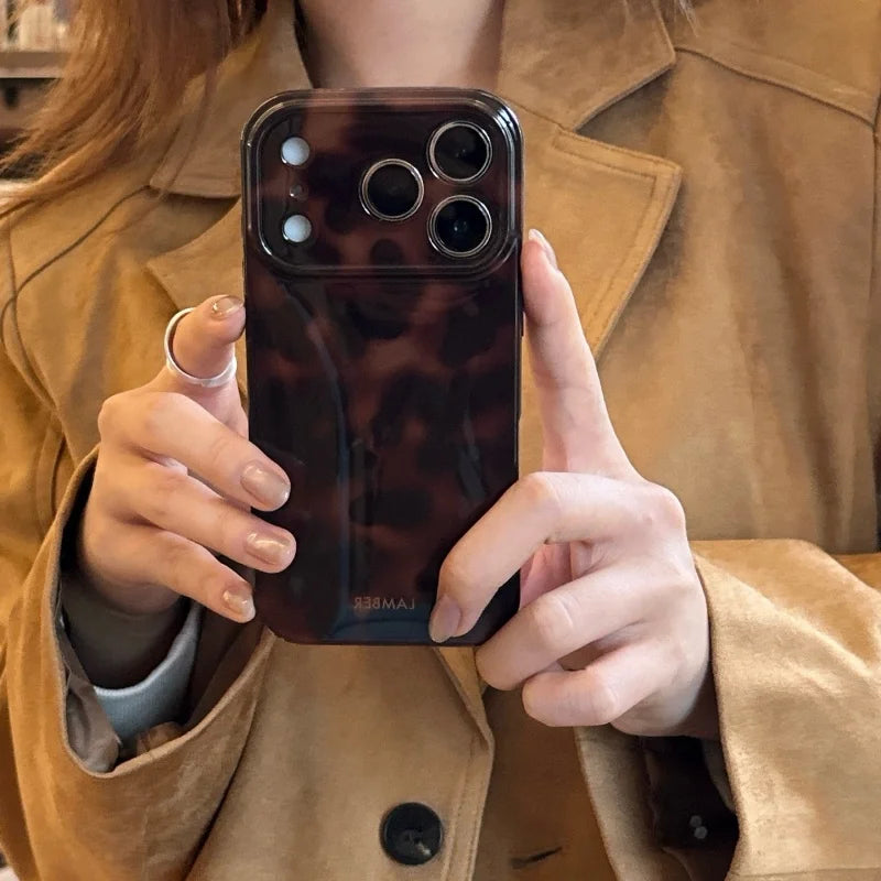 Amber Retro Brown Imd Shockproof Phone Case For IPhone 17 16 15 14 12 11 13 Pro Max Plus Air Protector Back Cover