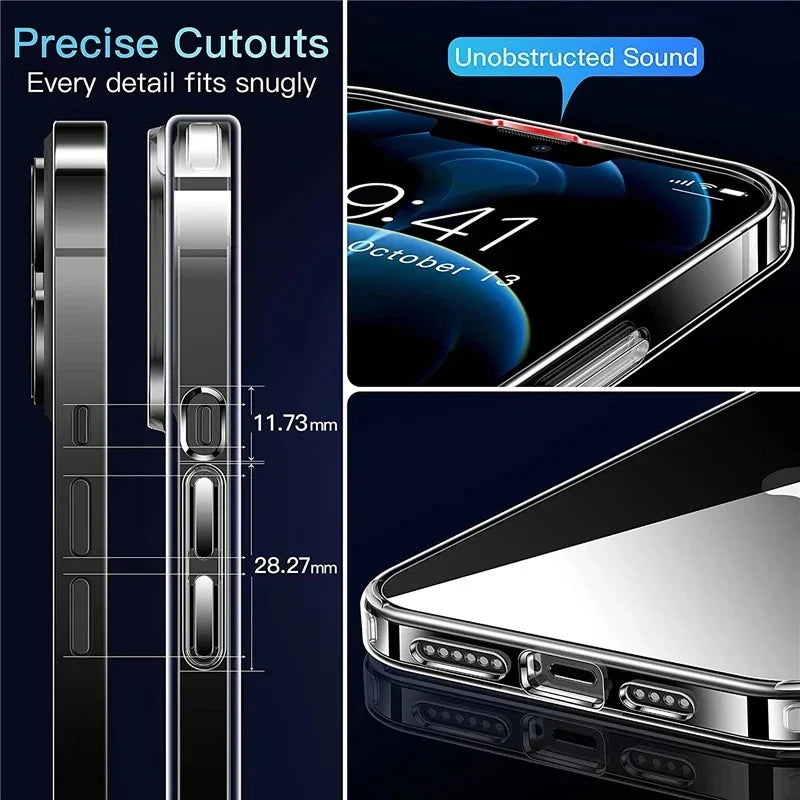 Clear Silicone Case For iPhone 16 15 14 13 12 Mini 11 Pro XS Max XR X 7 8 6 S Plus SE 2020 2022 16e Transparent Soft Cover