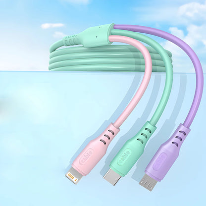 3 In 1 Fast Charging Cable For iPhone15 14 13 12 11 X Pro Max Micro USB Type-C Phone Charger USBC Data Cable