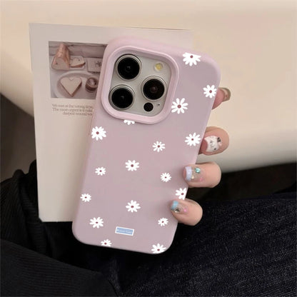 Cute Style Daisy Small Flower Phone Case For iPhone 11 12 13 14 15 16 17 Pro Max 16 Plus Shockproof Bumper Soft Silicone Cover