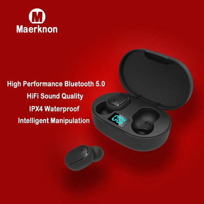 Wireless Bluetooth Earphones for Smartphones E6S TWS Digital Display Noise Cancelling Earbuds with Mic HiFi Stereo Sound Headset
