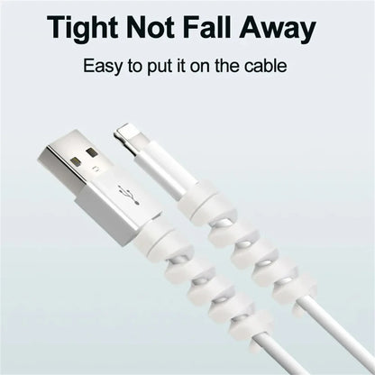 10PCS Soft Cable Protector Silicone Spiral Winder USB Charge Cable Protection For Android Phone Mouse Earphone Wire Protection