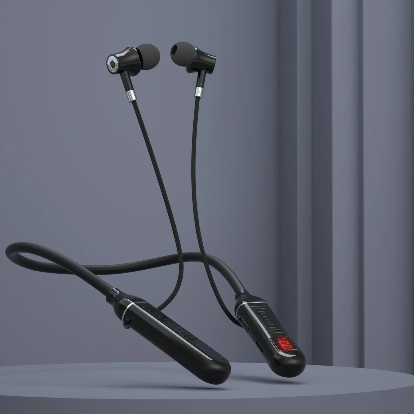 VIKEFON Wireless Earphones 5.3 Neckband Headphones Gaming LED Display Stereo Sports Headset Halter Waterproof Magnetic Earbuds