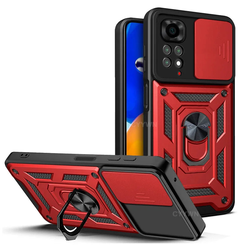 Slide Camera Lens Protector Armor Case For Xiaomi Redmi Note 13 12 11 Pro Plus 11s 12s Military Grade Bumpers Ring Cover