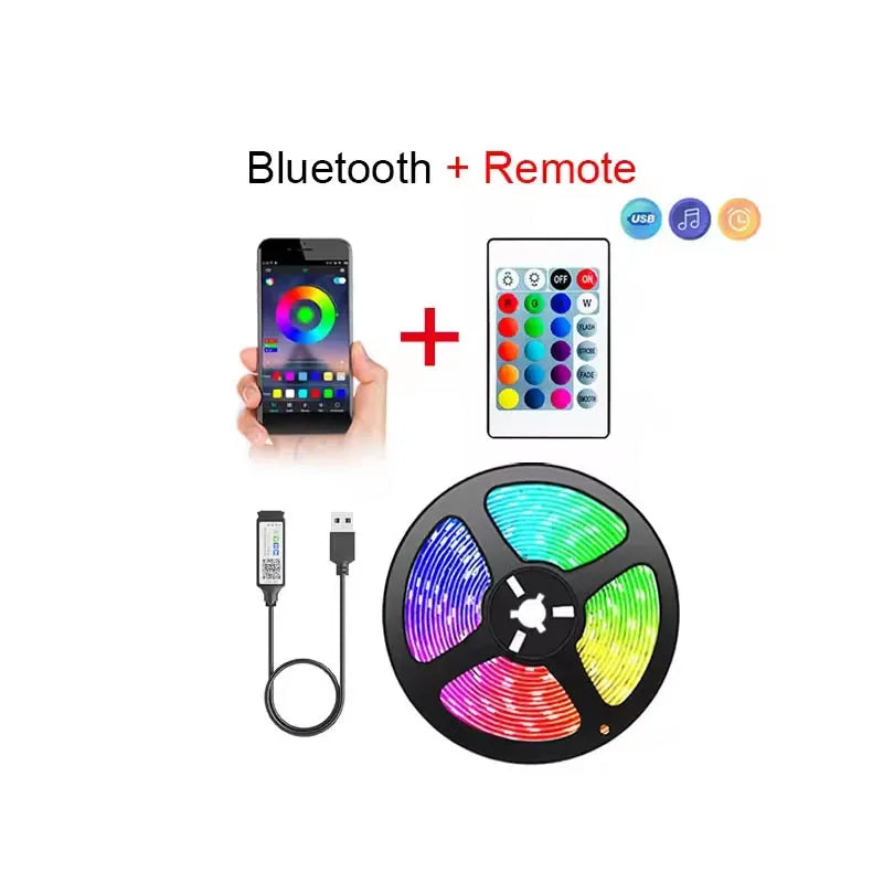 5V RGB 5050 LED Light Strip USB Infrared Remote Control Flexible Lamp Tape Ribbon Diode For Festival Party TV Desk Bedroom
