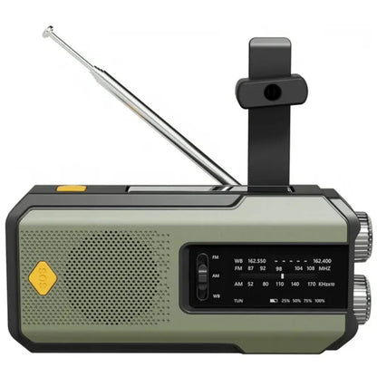 Weather Radio Emergency Multifunctional Radio FM AM WB Hand Crank Solar USB Charging 2000mAh Power Bank LED Flashlight Torch