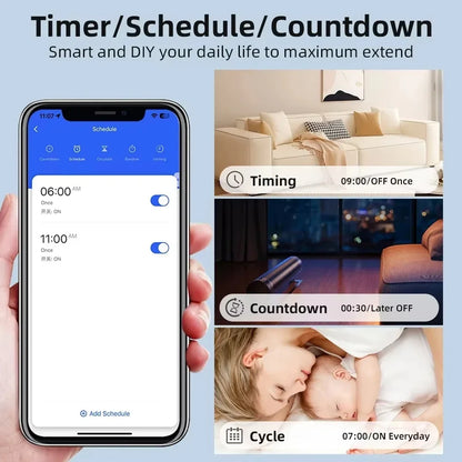 Smart Home WiFi or ZigbeeMini Switch 16A/20A Relay Breaker with Timer Remote APP Voice Control Works with Tuya Alexa Google Home