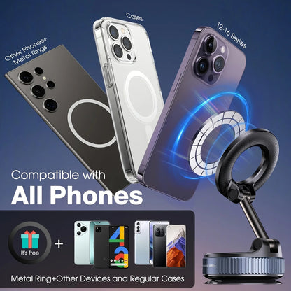 2026 Upgraded Suction Cup Phone Mount Nano Gel 360° Vacuum Magnetic Car Phone Holders for Your Car 110LBS Reinforced Mount