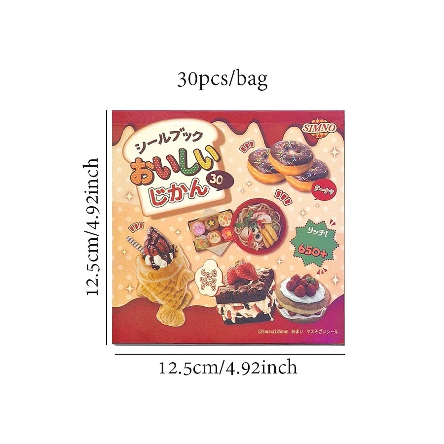 30Pcs/bag Photo Frame Envelope Phone Case Stickers Scrapbooking Journal Stickers Food Sticker Book DIY Handbook Scrapbook