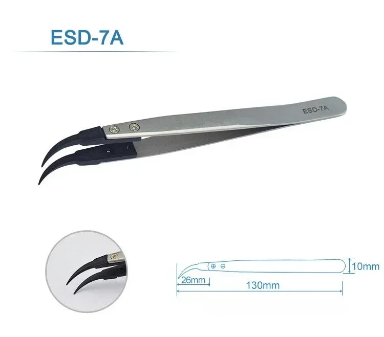 Watch Hands Installation Work Tweezers Straight Elbow Handle Stainless Antistatic Plastic Tweezers ESD-259 ESD-259A ESD-7A