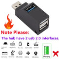 1-to-3 Ports USB Splitter Box Mini USB 3.0 HUB Extender Adapter High Speed USB 2.0 & 3.0 Expansion Card Reader Design for Lap
