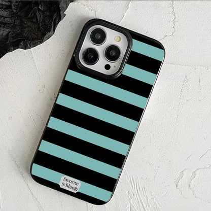 Blue Stripe Luxury Phone Case For iPhone 16 17 ProMax 15 14 13 12 11 Pro Niche Y2K Phone Cases Fundas
