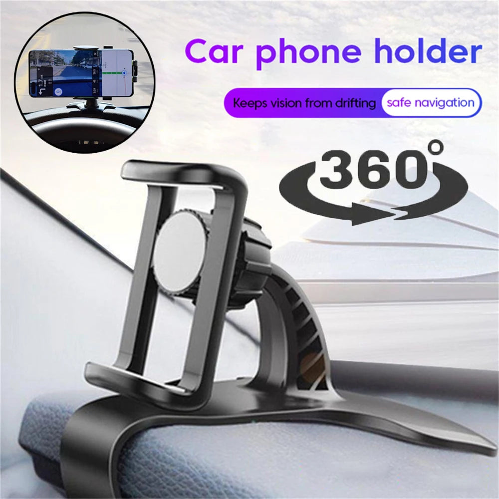 Universal Car Phone Holder 360° Rotatable Dashboard Mount Auto Grip Fixed Bracket for Smartphones