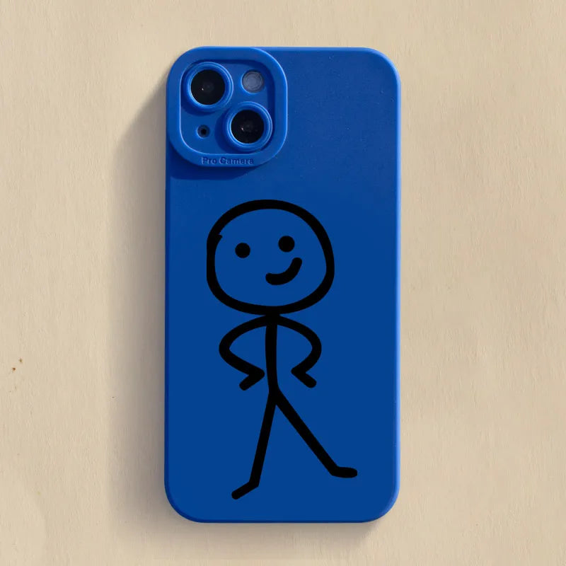 Cartoon Matchman Phone Case For iPhone 11 12 13 14 15 Pro Max XR XS X 7 8 Plus SE 2020 Shockproof Matte Soft TPU Silicone Cover