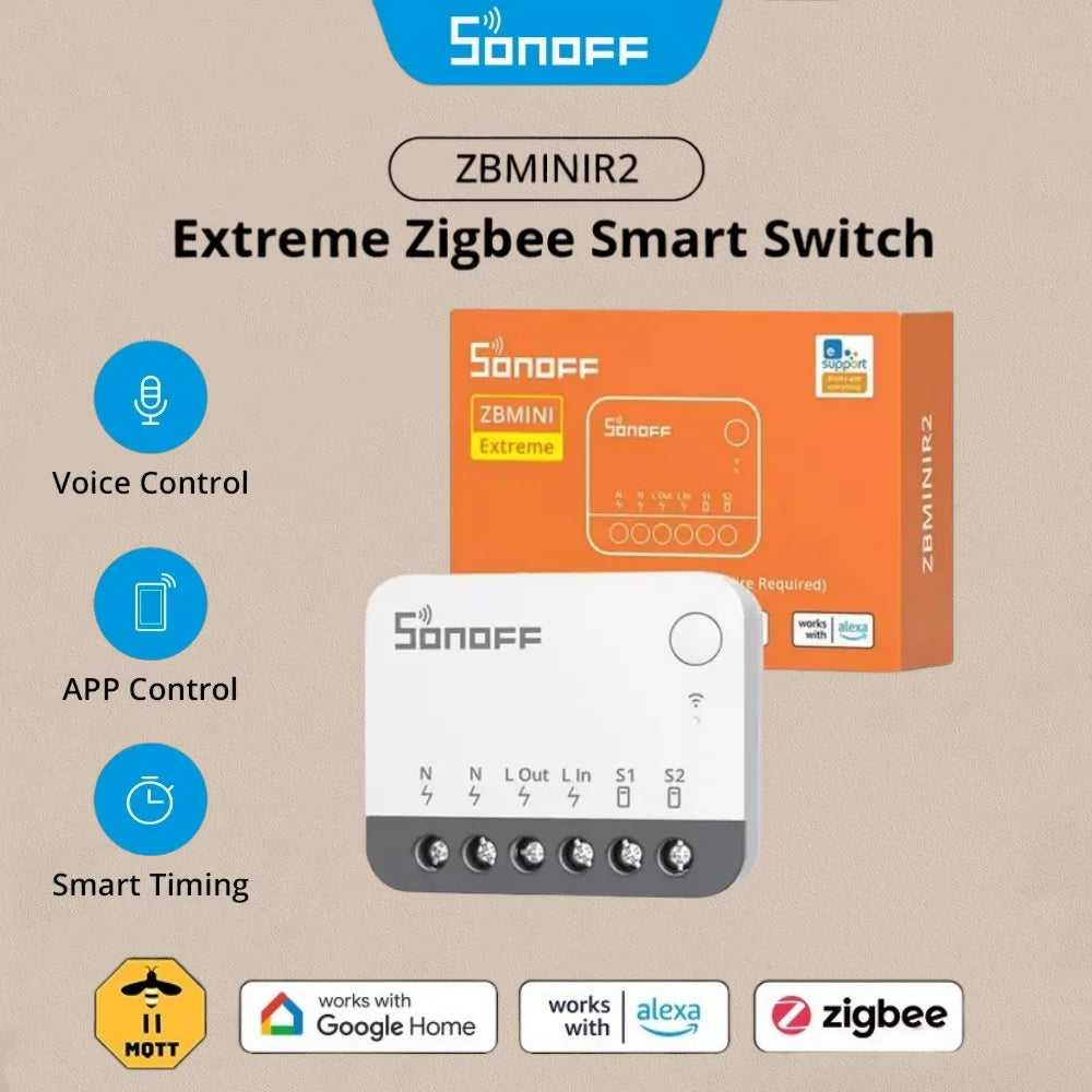 SONOFF ZBMINIR2 Extreme Sonoff Zbmini R2 Sonoff Zigbee Switch Tiny Size Wider Signal Detach Relay Mode Required Neutral Wire