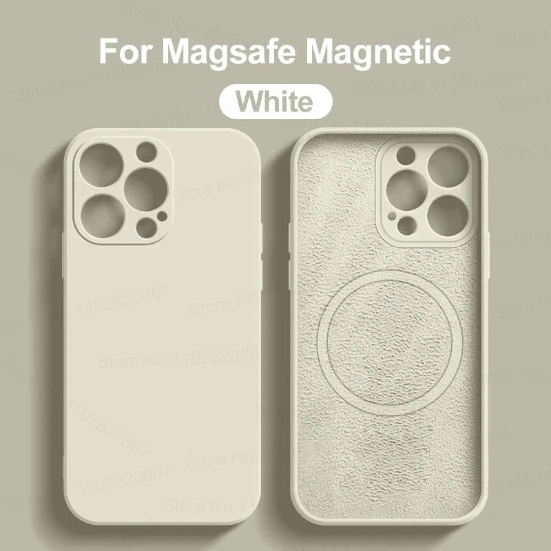 Original Liquid Silicone Magnetic Case For iPhone 11 13 12 14 15 Pro Max Plus For Magsafe Case Wireless Charge Cover Accessories
