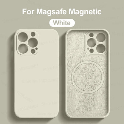 Original Liquid Silicone Magnetic Case For iPhone 11 13 12 14 15 Pro Max Plus For Magsafe Case Wireless Charge Cover Accessories
