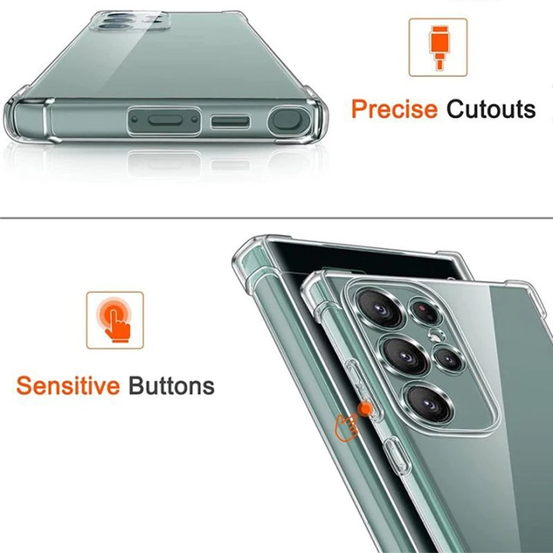 Clear Case For Samsung Galaxy S24 S23 S22 S21 Plus Ultra Shockproof Case A54 A34 A14 A03 A53 A33 A23 A13 A52 A32 A22 A12 Cover