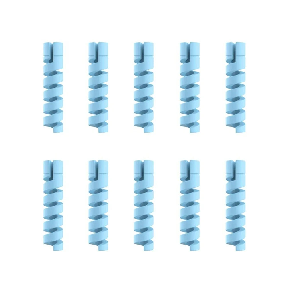 10PCS Soft Cable Protector Silicone Spiral Winder USB Charge Cable Protection For Android Phone Mouse Earphone Wire Protection