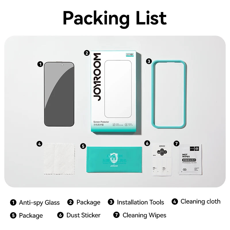 Joyroom 1/2Pcs Anti-spy Glass For iPhone 16 15 Pro Max Glass For iPhone 16 15 14 13 12 Pro Max Privacy Screen Protector Film