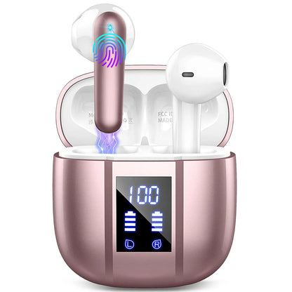 Wireless Earbuds, Bluetooth 5.3 Headphones In Ear with 4 ENC Mics, 48H Playtime LED Display Wireless Earphones.