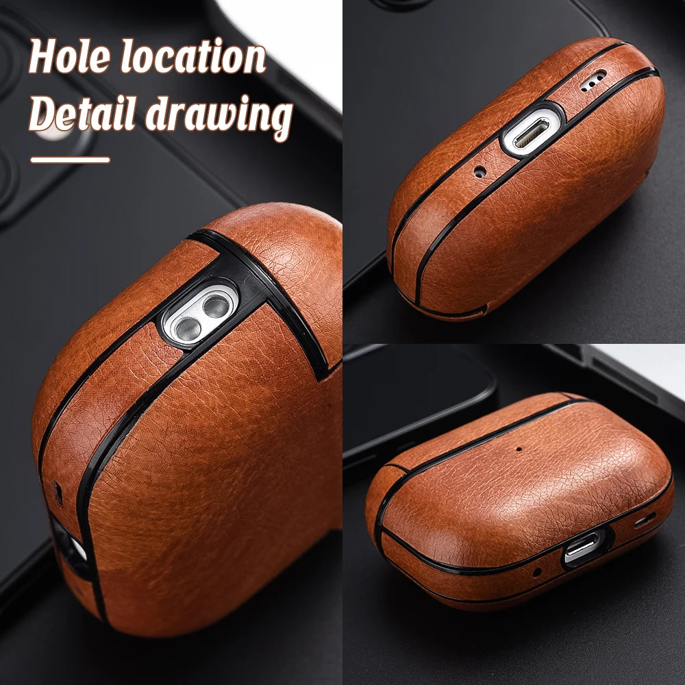 For Airpods Pro 3 Case Leather Business Earphone Case Headset Shell Headphone Cover For AirPod 4 3 Pro 2nd Gen USB C