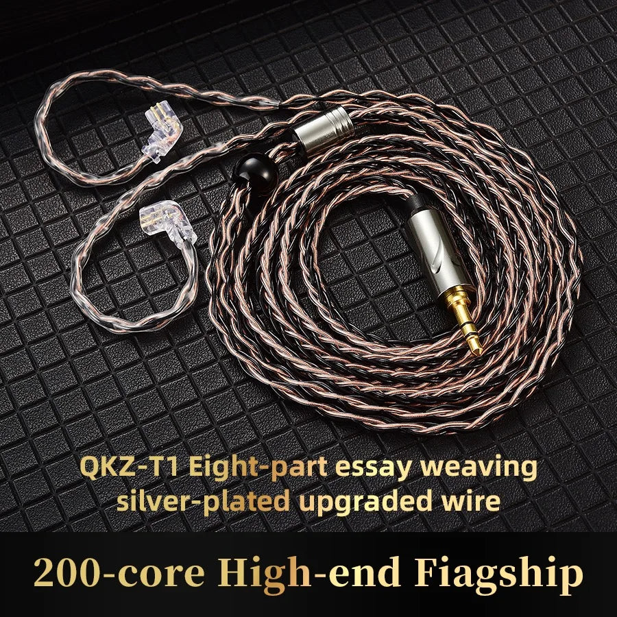 QKZ T1 Earphone Cable Original QDC Copper Silver-plated Upgrade Wire 3.5mm Wired Headphone For KZ ZSN PRO X ZS10 pro EDX TRN CCA