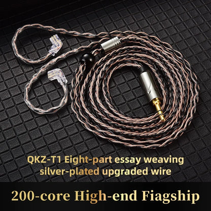 QKZ T1 Earphone Cable Original QDC Copper Silver-plated Upgrade Wire 3.5mm Wired Headphone For KZ ZSN PRO X ZS10 pro EDX TRN CCA
