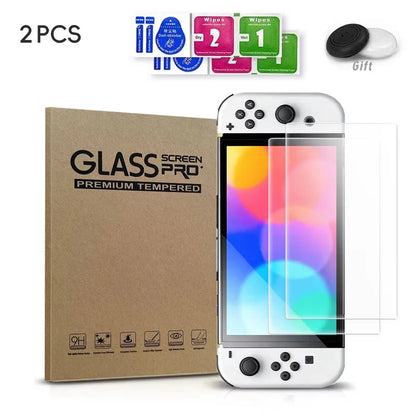 DATA FROG Tempered Glass Screen Protector For Switch OLED, 9H Hardness HD Clear Protective Film