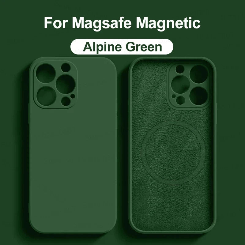 Original Liquid Silicone Magnetic Case For iPhone 11 13 12 14 15 Pro Max Plus For Magsafe Case Wireless Charge Cover Accessories