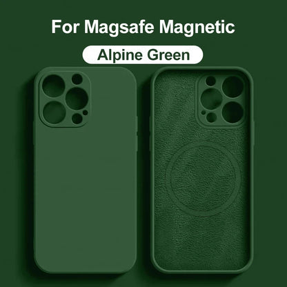 Original Liquid Silicone Magnetic Case For iPhone 11 13 12 14 15 Pro Max Plus For Magsafe Case Wireless Charge Cover Accessories