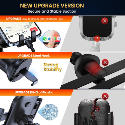 TOPK Super Stable Car Phone Holder Mount, Air Vent Cell Phone Holder for Car, Upgraded Metal Hook Clip, 360° Rotation, Universal