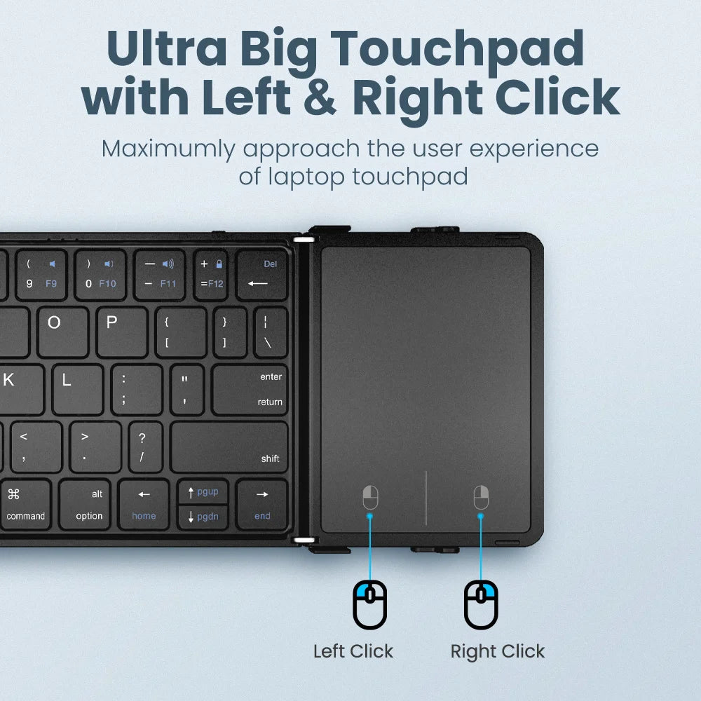 Wireless Folding Keyboard with Touchpad Rechargeable Foldable Bluetooth Keyboard for Tablet Ipad iPhone