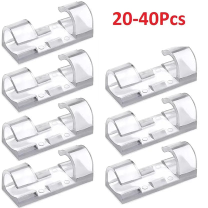 20 40PCS Cable Clips Organizer Wire Management Holder USB Charging Data Cable Spool Wall Mount Hook for Home Office