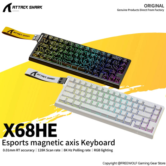Attack Shark X68HE RGB Mechanical Keyboard,Supports Web Driver,0.01mm Rapid Trigg,8000 Hz Rate of Return,0.125ms,Wired Design