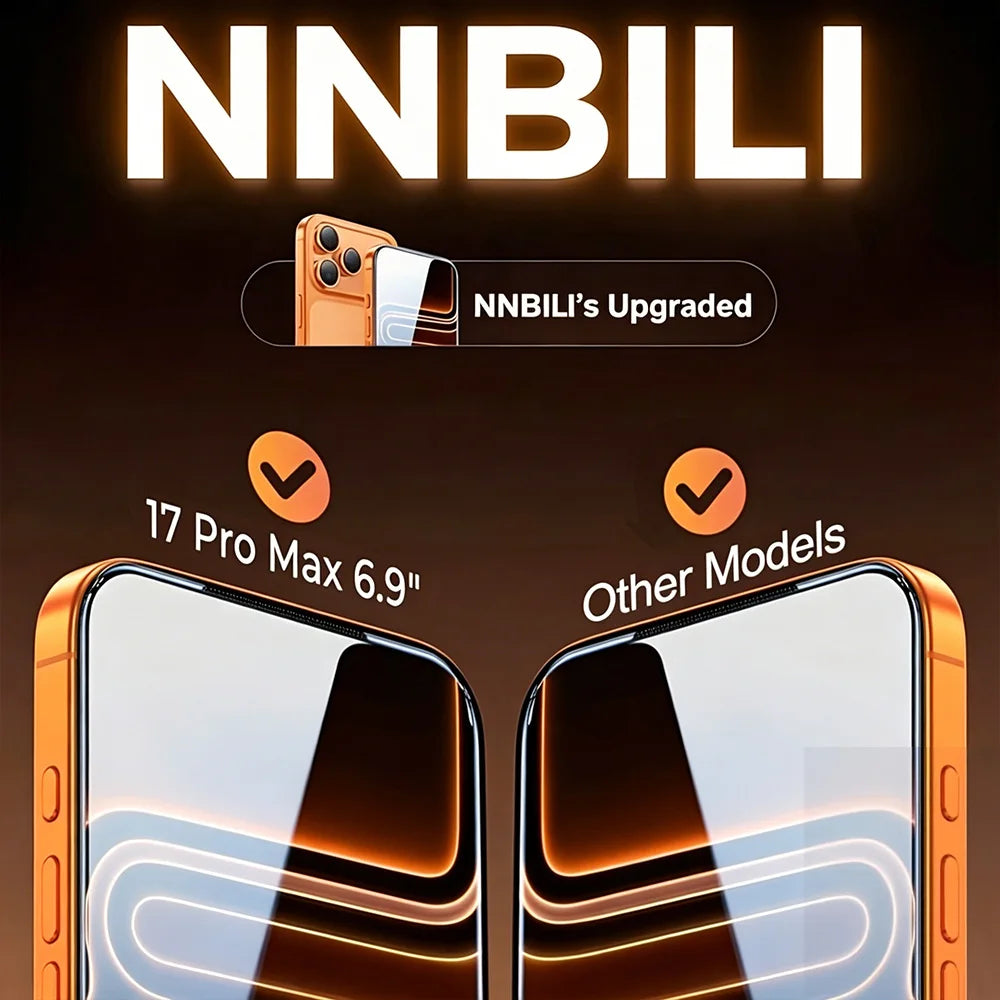 NNBILI 3pcs HD Tempered Glass Screen Protector with Install Kit And Auto-Alignment Kit. for iPhone 17 16 15 14 13 12 11 Pro Max