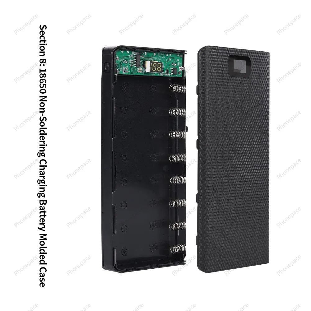8 Slots 18650 DIY Power Bank Case Dual USB Type C PD QC3.0 Fast Charging Battery Storage Holder Box For Smartphone