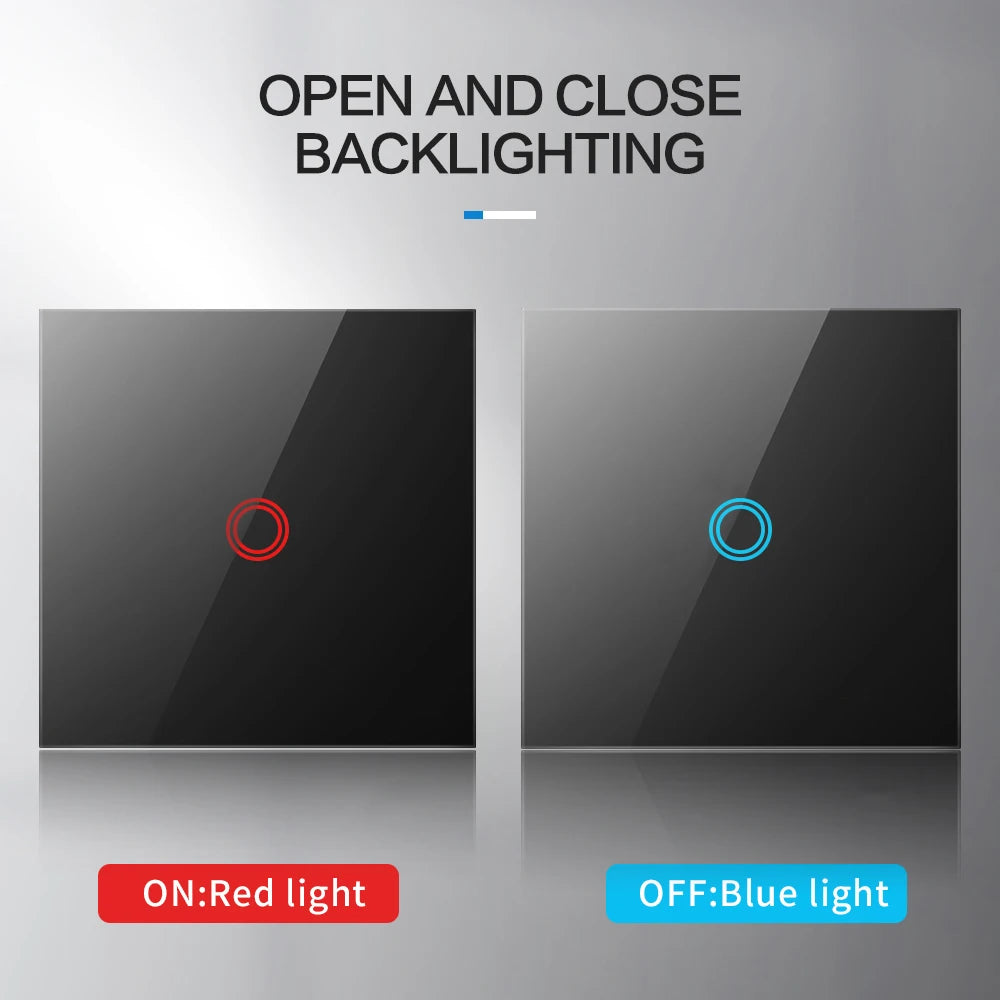 Szaoju EU Touch Switch AC100-240V Led backlight Panel Tempered Crystal Glass wall Light sensory Switches 1/2/3 Gang Interruttore