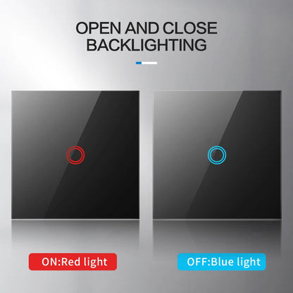 Szaoju EU Touch Switch AC100-240V Led backlight Panel Tempered Crystal Glass wall Light sensory Switches 1/2/3 Gang Interruttore